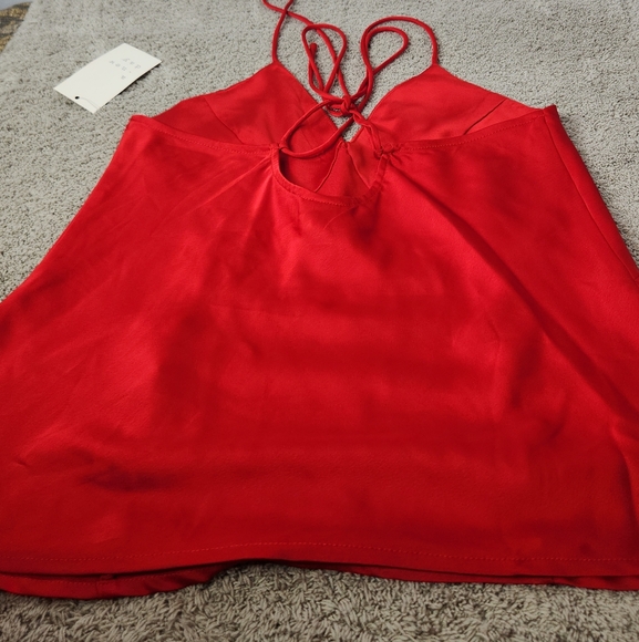 Women's Slim Fit V-Neck Satin Cami Blouse - A New Day Red XS - Picture 5 of 10